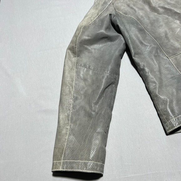 Williams & Kent Mens Gray Leather Lined Full Zip Motorcycle Jacket Plus Size XXL - Picture 4 of 16